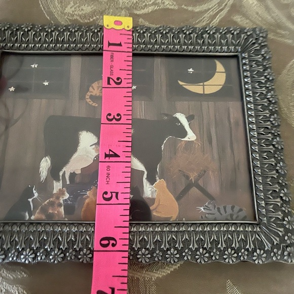 Folk Art Country Scene In Metal Frame - Picture 4 of 5